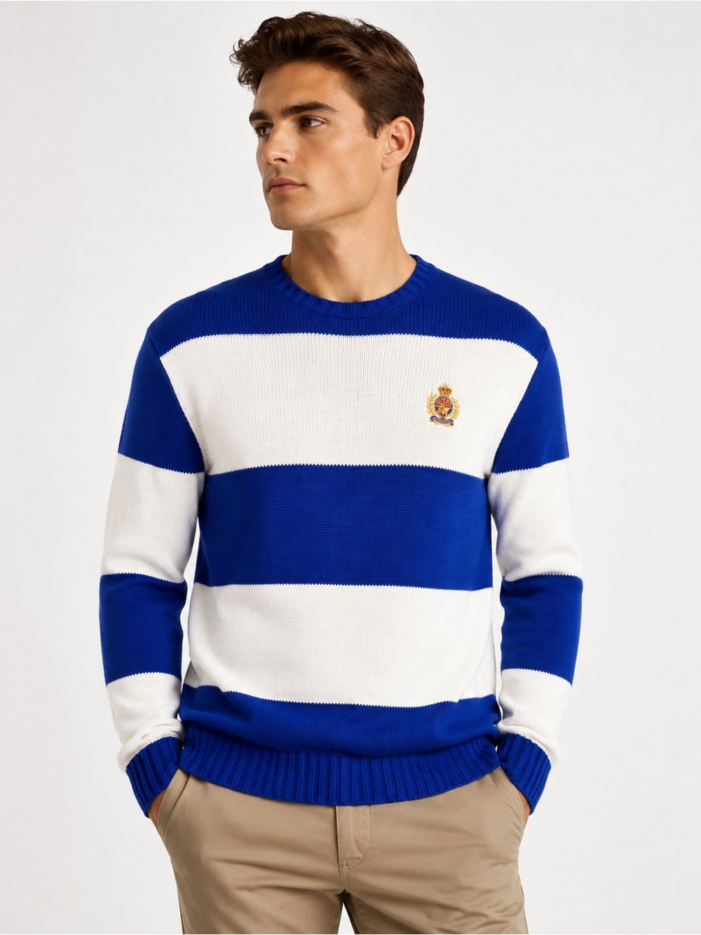 Polo Ralph Lauren - Logo-Embroidered Striped Cotton Sweater - Men -‎ Royal blue